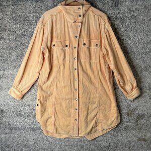 Free‎ People We The Free Jacket Womens Small Orange Corduroy Longline Shacket